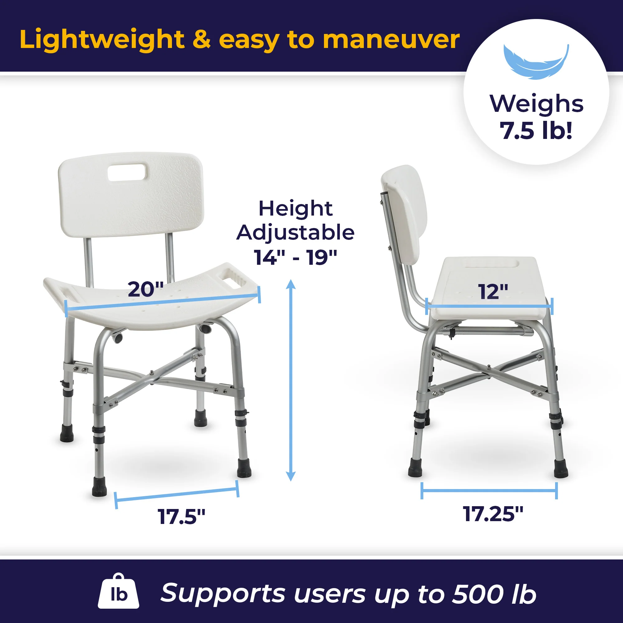 Deluxe Bariatric Shower Chair with Cross-Frame Brace - Image 12