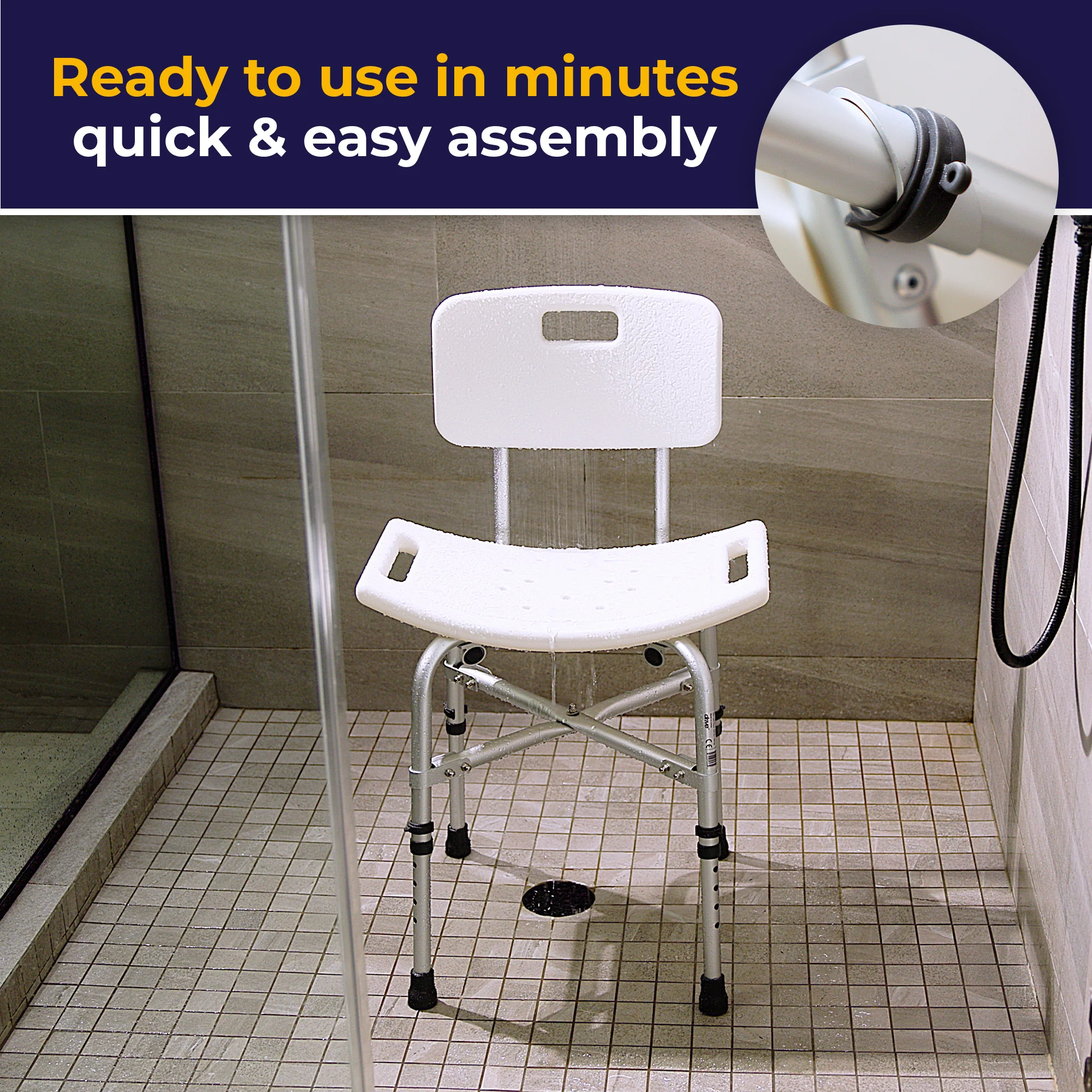 Deluxe Bariatric Shower Chair with Cross-Frame Brace - Image 7