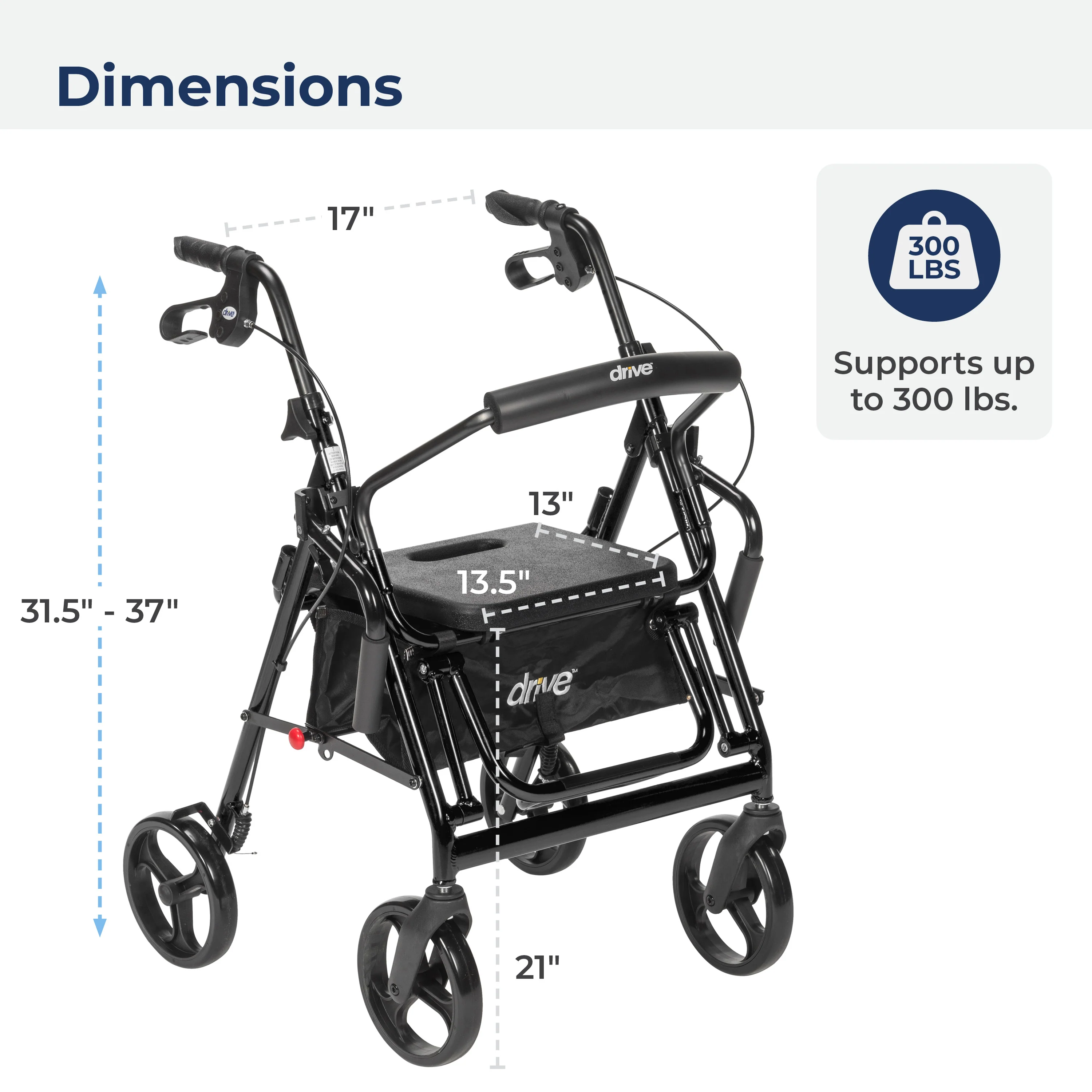 Duet Rollator/Transport Chair, 8" Casters - Image 14