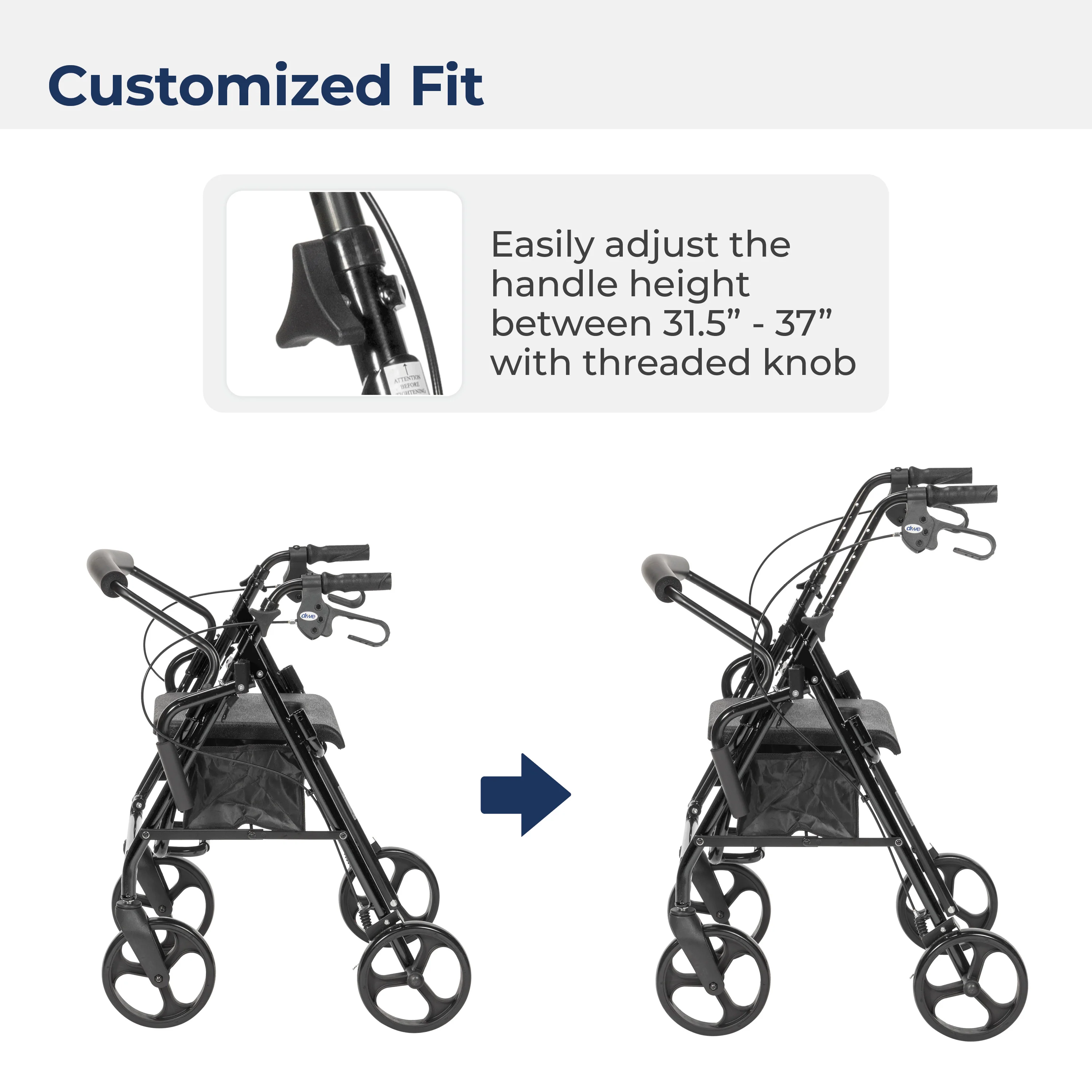 Duet Rollator/Transport Chair, 8" Casters - Image 15