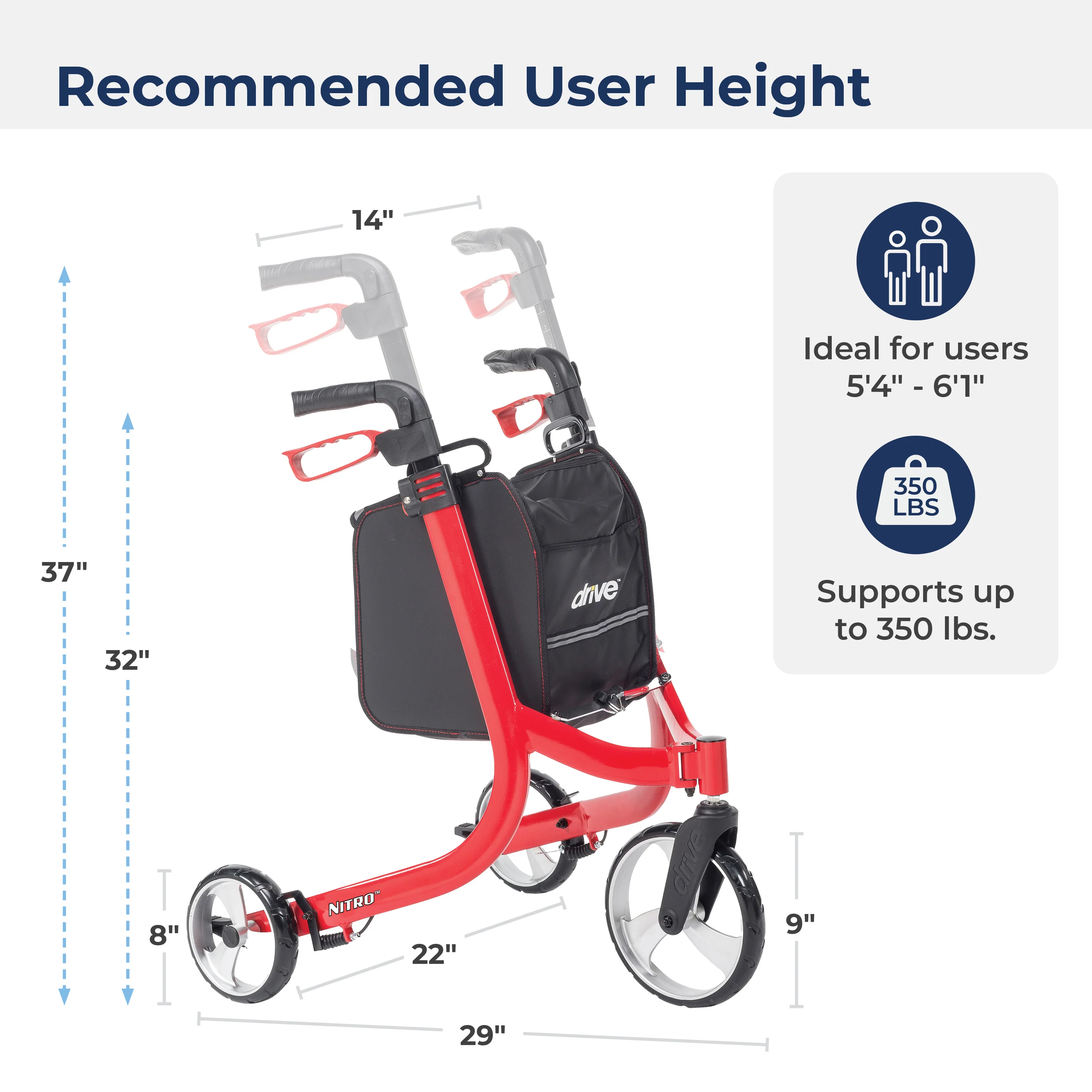 Nitro® 3-Wheel Rollator - Image 7