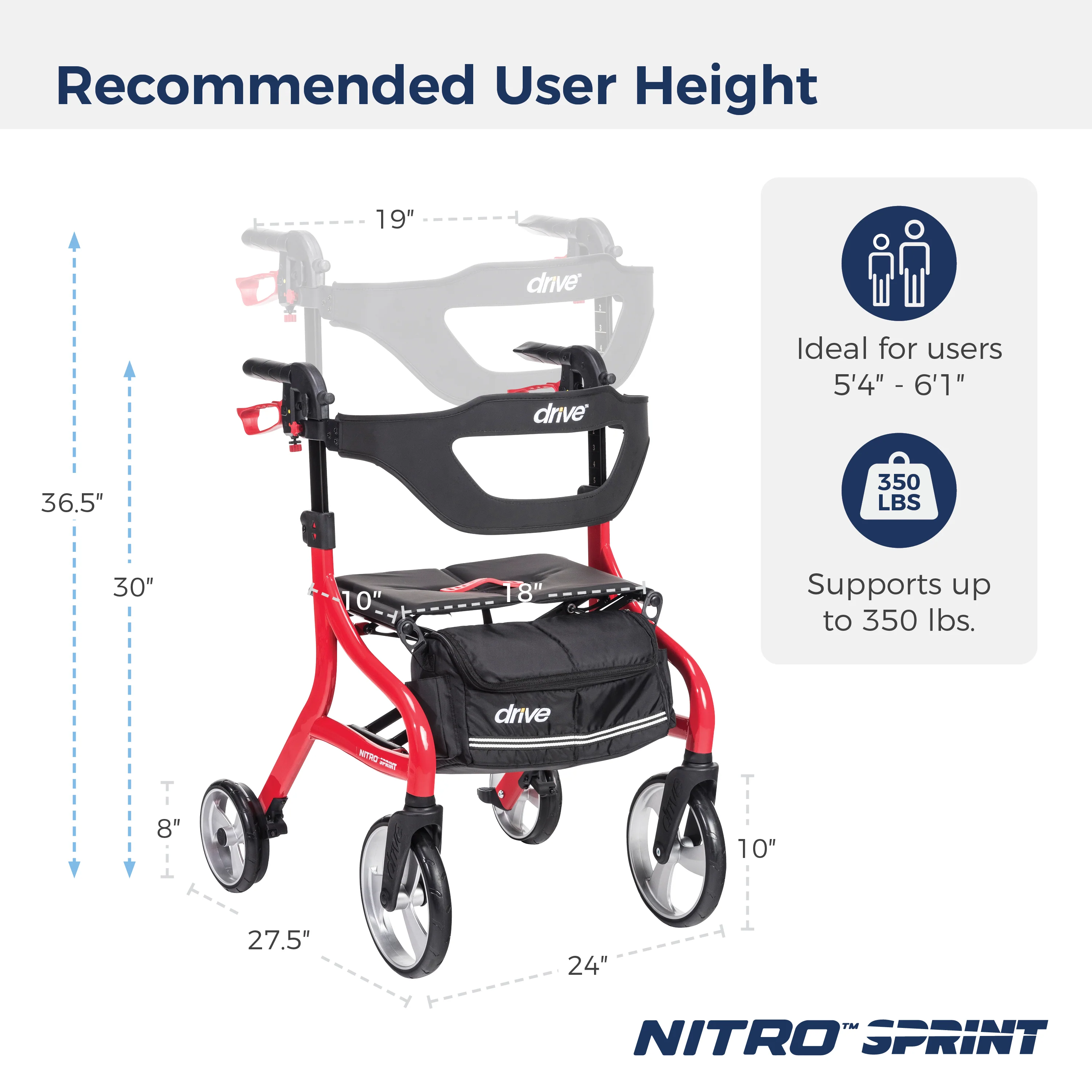 Nitro® Sprint Rollator with Accessories - Image 34
